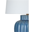 Blue Ribbed Ceramic Coastal Table Lamp