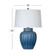 Blue Ribbed Ceramic Coastal Table Lamp