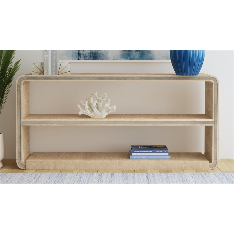 Blonde Oak White Wood Veneer Console Table