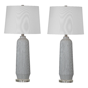 Bassett Mirror Company Traditional 31&quot Oversized Ceramic Table Lamp in Gray - Set of 2