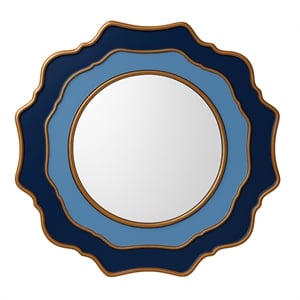 Bassett Mirror Round Blue Framed Wall Mirror for Modern Home Decor