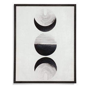 Bassett Mirror Modern Black and White Abstract Framed Canvas Wall Art