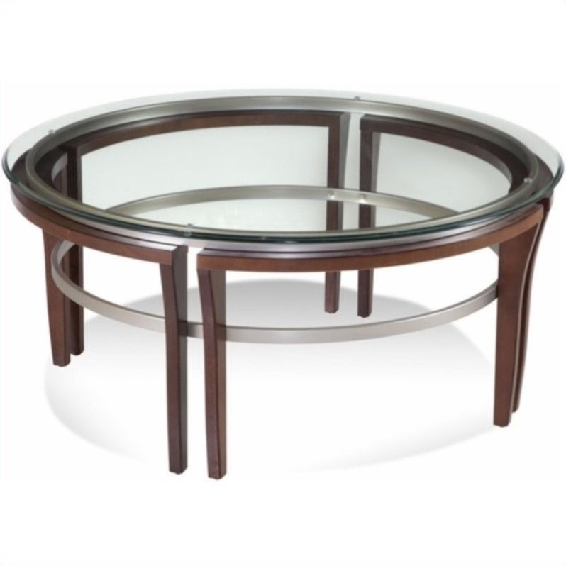 Bassett Mirror Fusion Round Glass Top Cocktail Table in ...