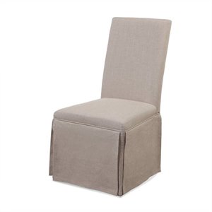 skirted parsons dining chair in natural linen fabric