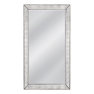 Beaded Leaner Antique Mirror with Silver Leaf Wood Frame