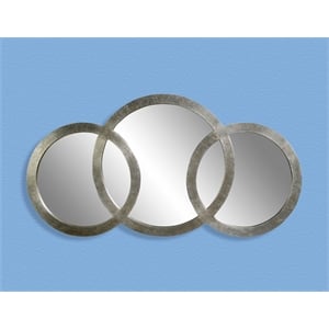 Silver Leaf Triple Ring Wall Mirror