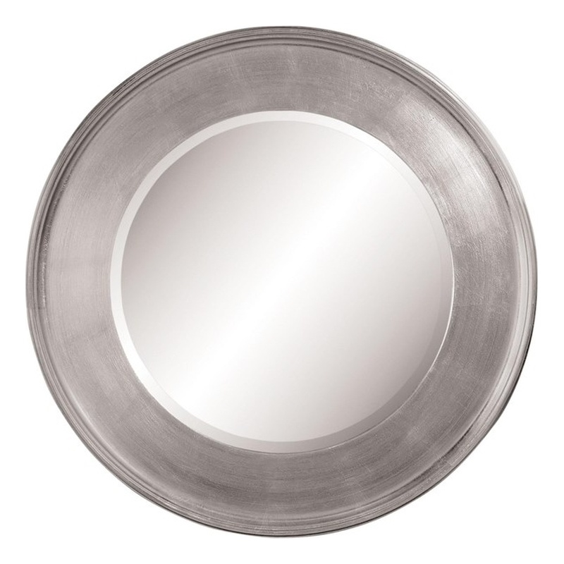 Silver Leaf Round Wall Mirror Beveled Glass Modern