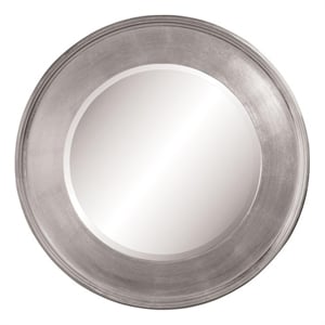 Silver Leaf Round Wall Mirror Beveled Glass Modern