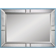 Silver Wood Beveled Wall Mirror with Square Accents