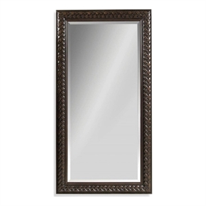 Cherry Fruitwood Leaner Floor Mirror Braided Wood Frame