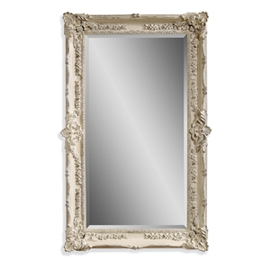 garland wall mirror in antique white resin