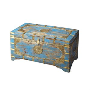 butler specialty artifacts storage trunk coffee table in blue