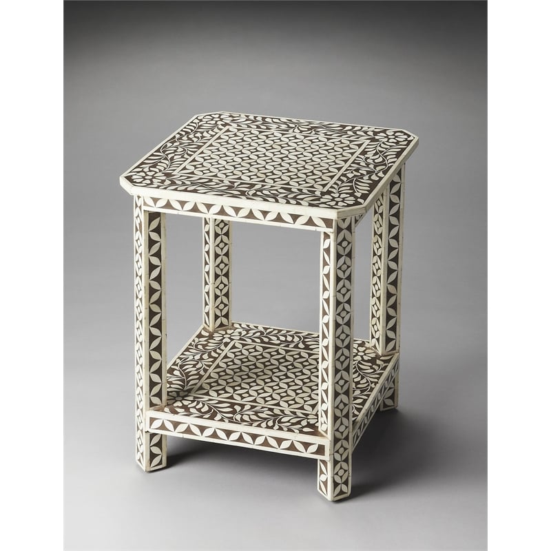 Butler Specialty Bone Inlay Square End Table In Brown Bone Inlay