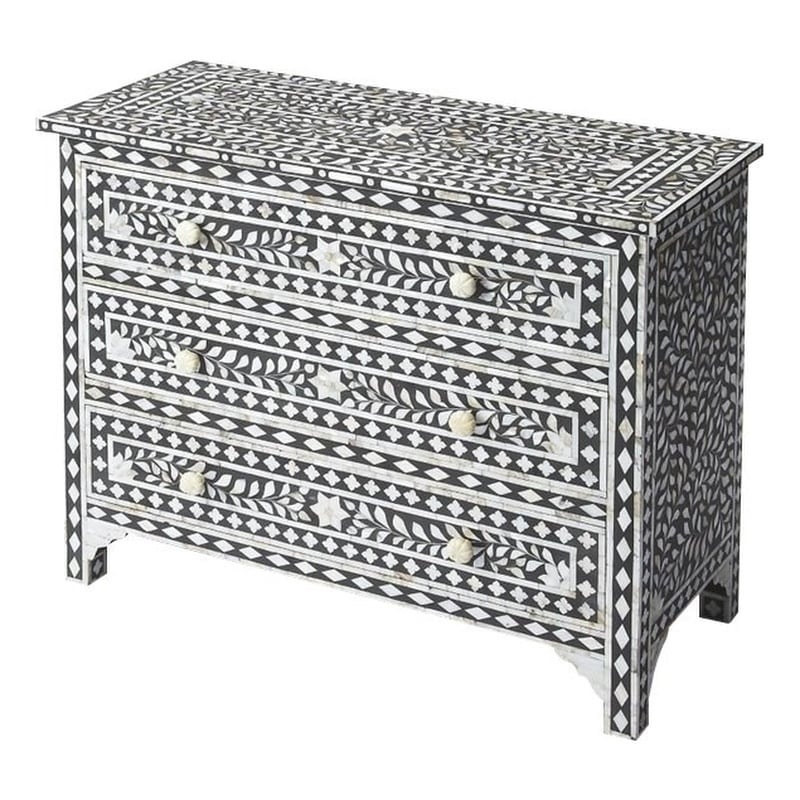 Butler Specialty Bone Inlay Accent Chest In Black Bone Inlay