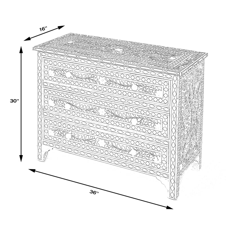 Butler Specialty Bone Inlay Accent Chest In Black Bone Inlay