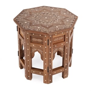 Butler Specialty Bone Inlay End Table In Wood And Bone Inlay