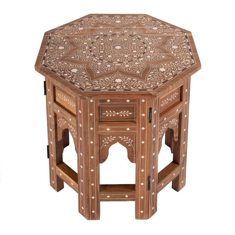 Butler Specialty Bone Inlay End Table In Wood And Bone Inlay