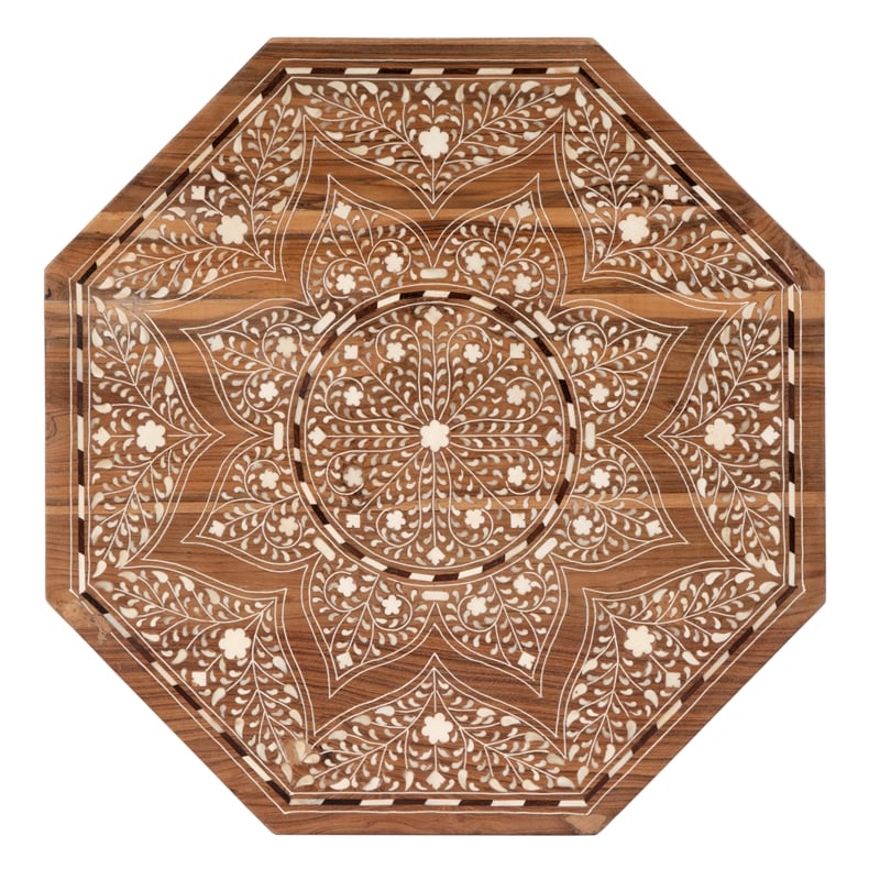 Butler Specialty Bone Inlay End Table In Wood And Bone Inlay