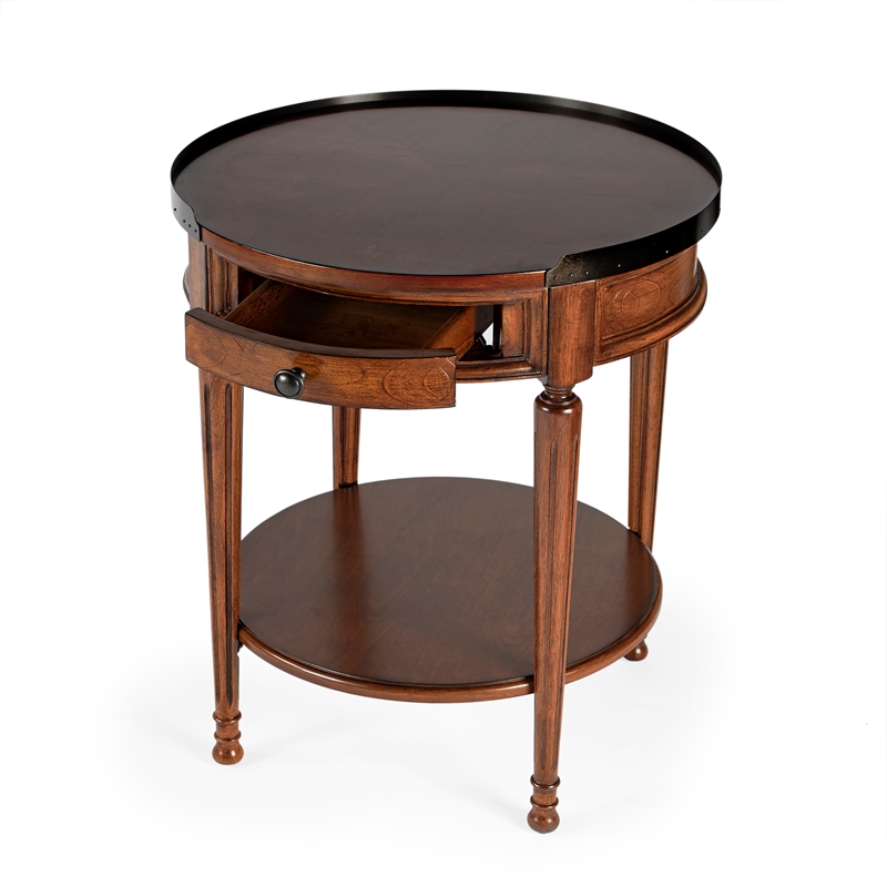 Butler Specialty Company End Table Nightstand Bedside Round in Wood - Brown