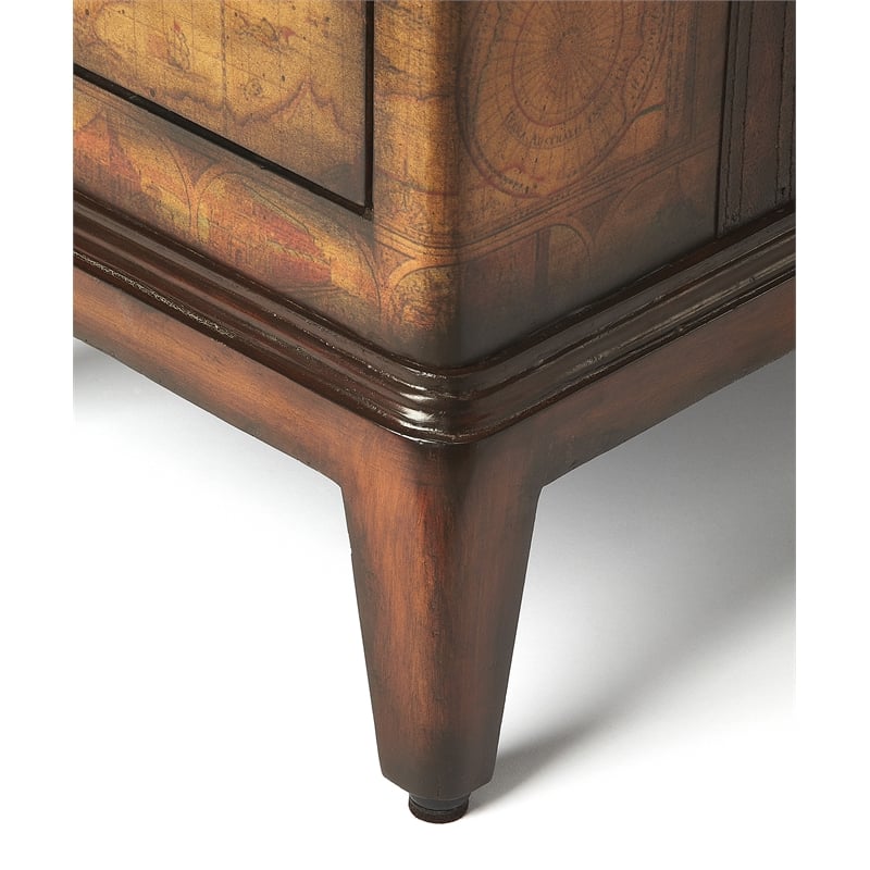 Butler Specialty Company Vasco Old World Map Side Table - Brown