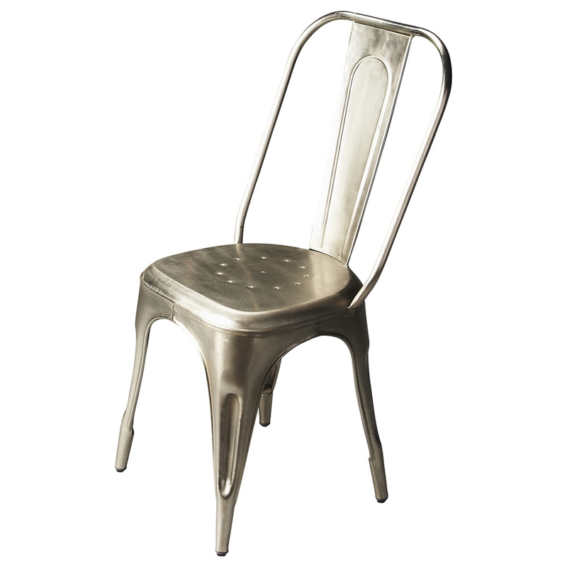 Butler Specialty Industrial Chic Accent Side Chair in Silver