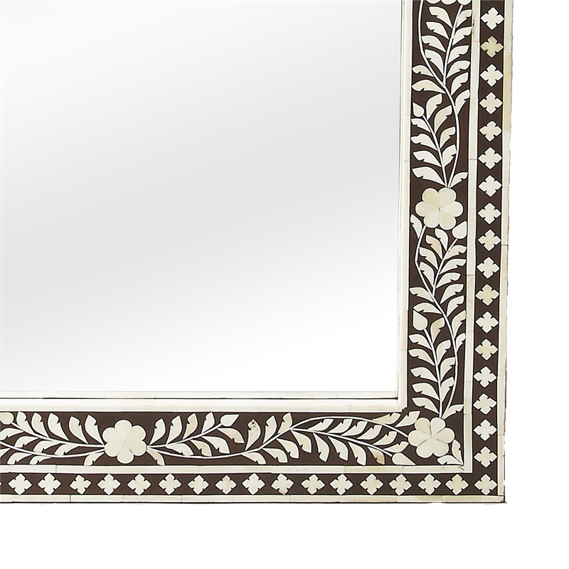 Butler Specialty Bone Inlay Wall Mirror In Dark Brown