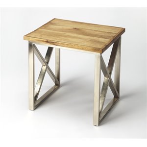 Butler Specialty Industrial Chic End Table in Wood and Silver