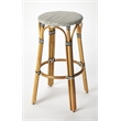 Butler Specialty Rattan Bar Stool Chair in Black With Round Seat & Footrest