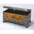 Butler Specialty Company Nador Painted Brass Inlay Wood Storage Trunk Multicolor
