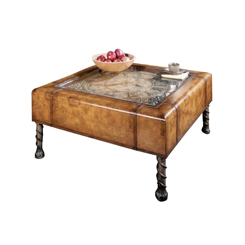 Butler Specialty Heritage Square Glass Top Clock Cocktail Table Butler Specialty Heritage Square Glass Top Clock Cocktail Table