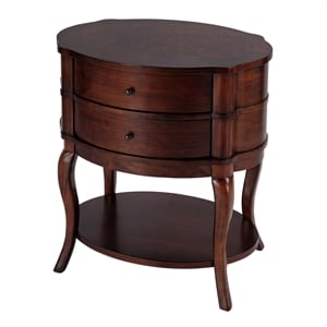 Butler Specialty Company Jarvis Oval 2-Drawer Wood Side Table - Umber Brown