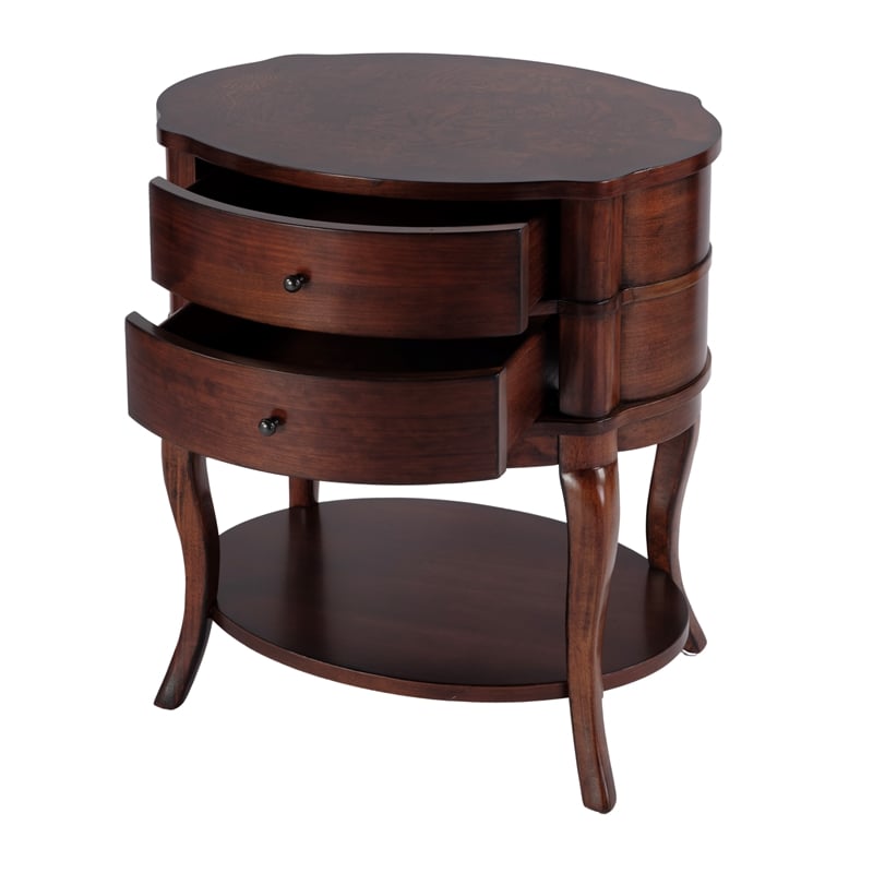Butler Specialty Company Jarvis Oval 2-Drawer Wood Side Table - Umber Brown