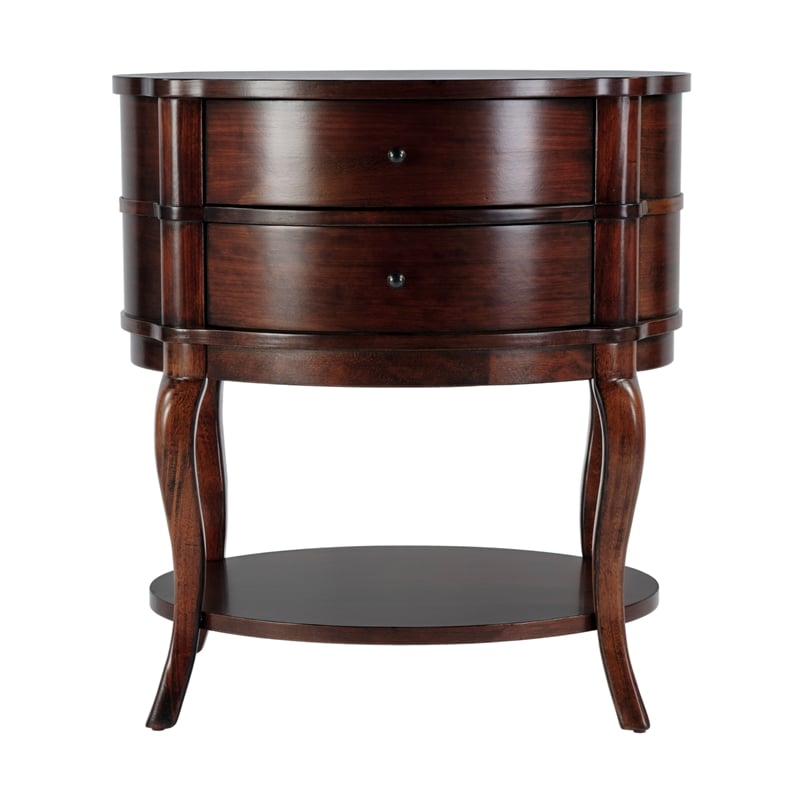 Butler Specialty Company Jarvis Oval 2-Drawer Wood Side Table - Umber Brown