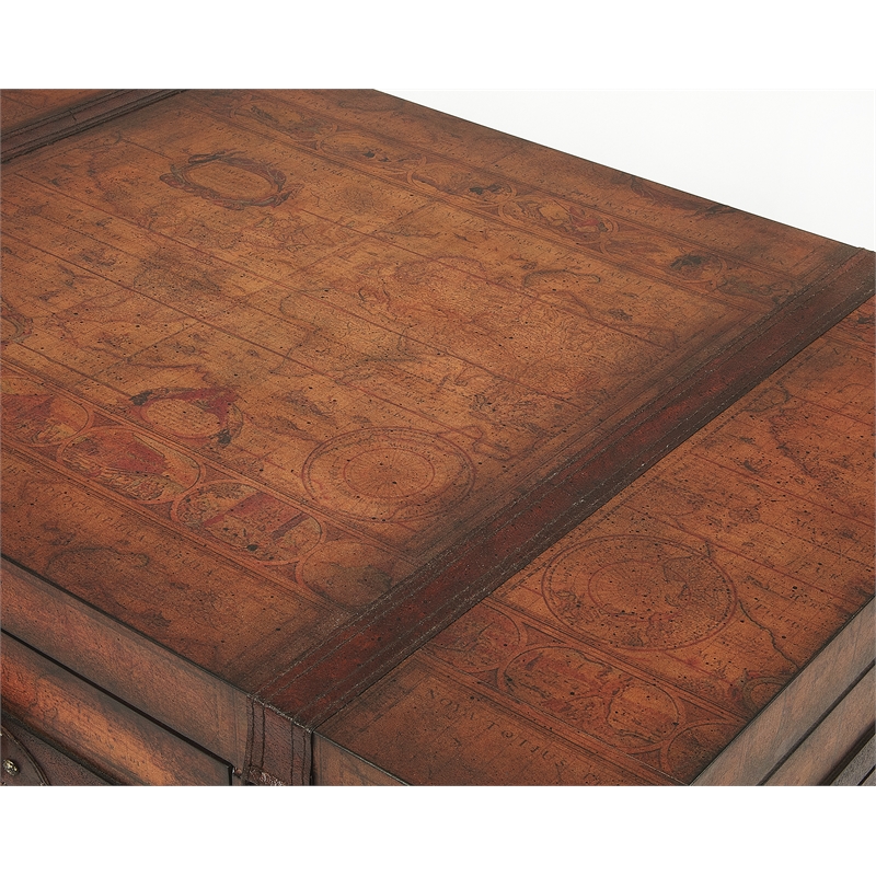 Butler Specialty Company Vasco Old World Map Wood Trunk Table