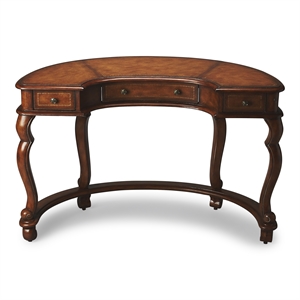 butler specialty heritage crescent writing desk in medium brown