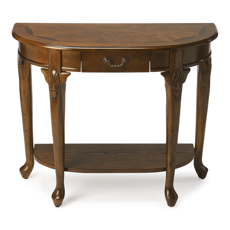 Butler Specialty Demilune Console Table In Vintage Oak