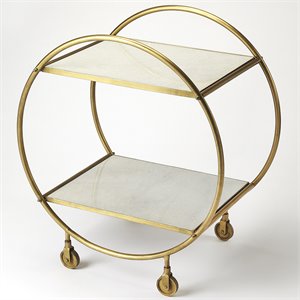Butler Specialty Marble Top Serving Cart in White and Gold