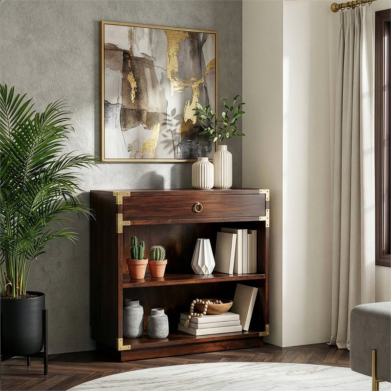 Butler Specialty 2 Shelf Bookcase In Brown And Gold