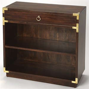 butler specialty 2 shelf bookcase in brown and gold