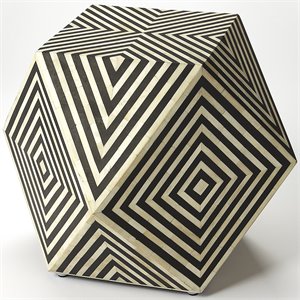 butler specialty accent end table in black and white bone inlay