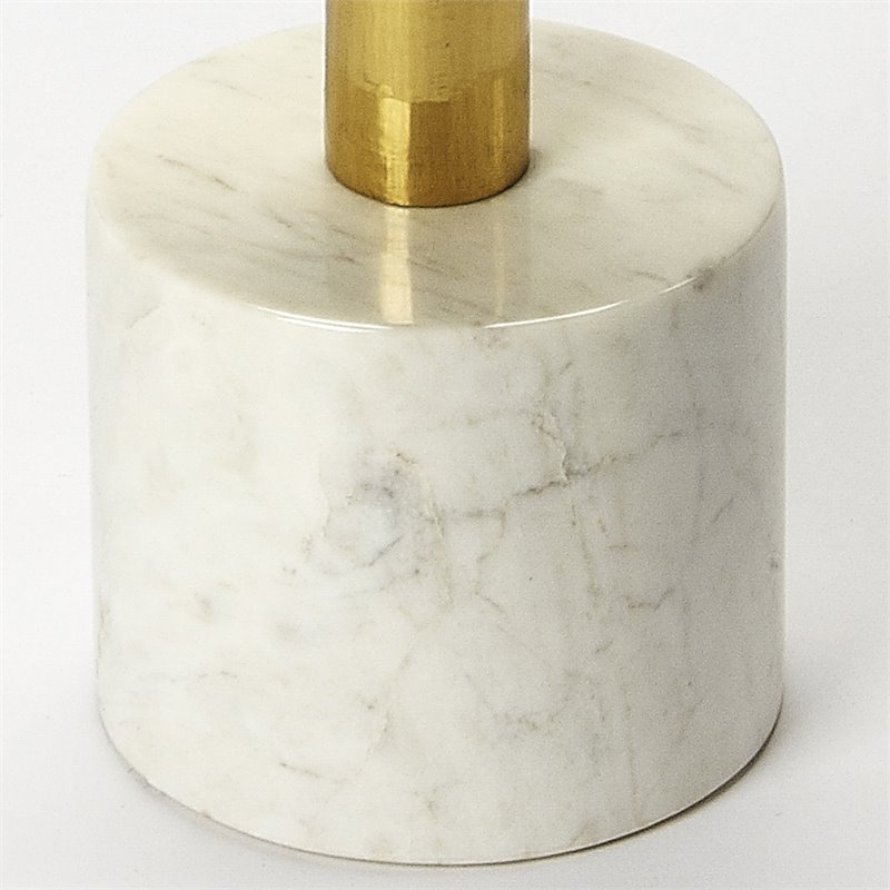 Butler Specialty Accent End Table In Black Bone Inlay And Brass