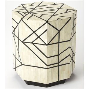 butler specialty accent end table in black and white bone inlay