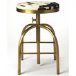 Butler Specialty Metal Bar Stool Chair in Gold - Rotating Round Seat & Footrest