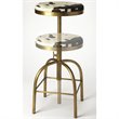Butler Specialty Metal Bar Stool Chair in Gold - Rotating Round Seat & Footrest