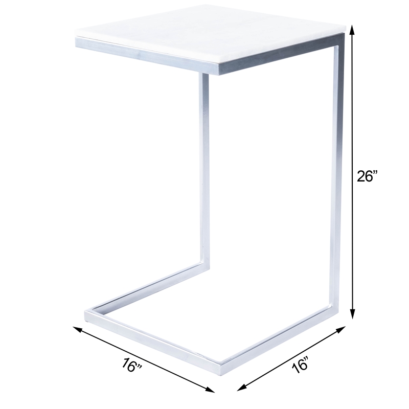 Butler Specialty Company Lawler Marble C End Table - White / Silver