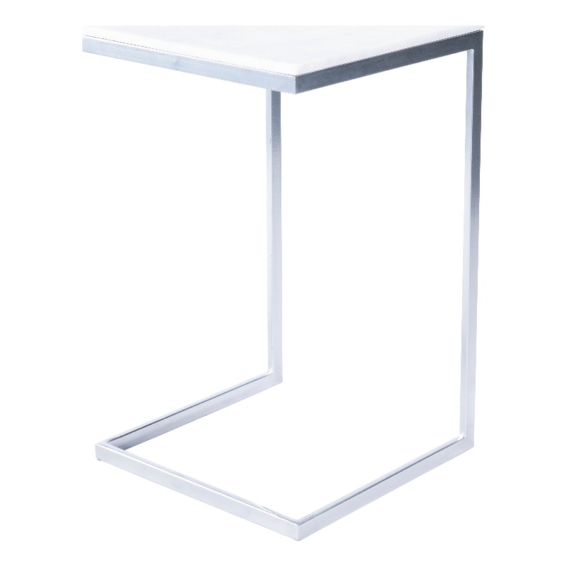 Butler Specialty Company Lawler Marble C End Table - White / Silver