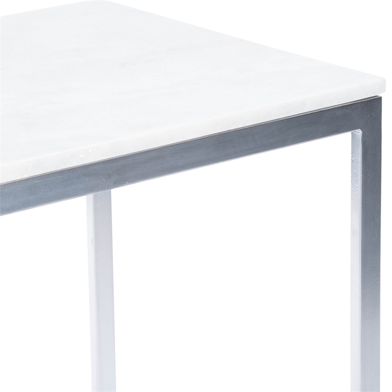 Butler Specialty Company Lawler Marble C End Table - White / Silver