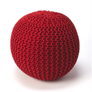 butler specialty pincushion woven pouffe in red