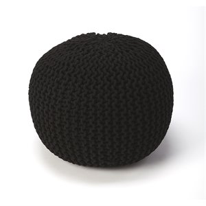 butler specialty pincushion woven pouffe in black
