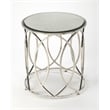 Butler Specialty Desiree 18&quot Round Antique Mirror and Metal End Table - Silver